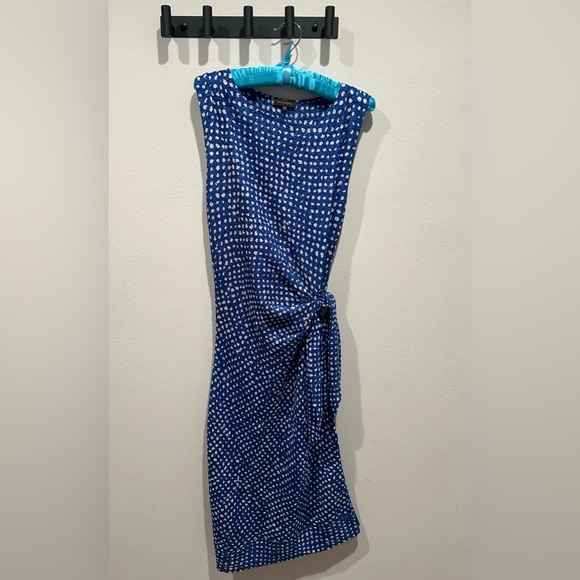 ADOLFO DOMINGUEZ Blue Polka Dot Sleeveless Dress / Size 36 or US 6 / - Picture 2 of 6